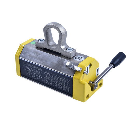 Stationary lifting magnet, for flat and round material, lifting capacity 250 kg for flat material, 100 kg for round material.