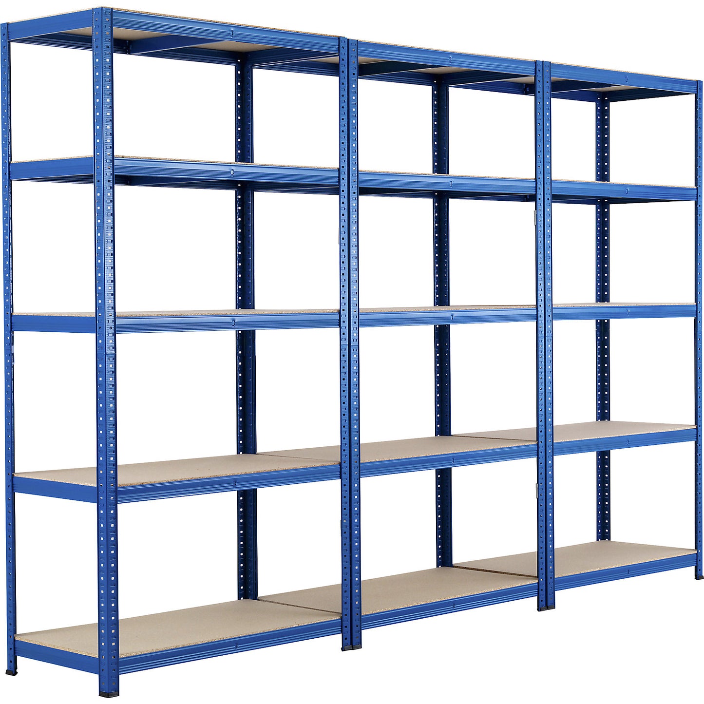 Boltless shelving unit, pack of 3, 5 moulded chipboard shelves, max. load 175 kg, HxWxD 1780 x (3)x900 x 450 mm.