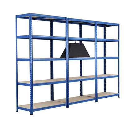 Boltless shelving unit, pack of 3, 5 moulded chipboard shelves, max. load 175 kg, HxWxD 1780 x (3)x900 x 450 mm.