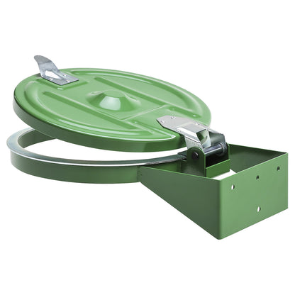 Wall mounted waste sack holder, for capacity 120 l, green, steel lid.
