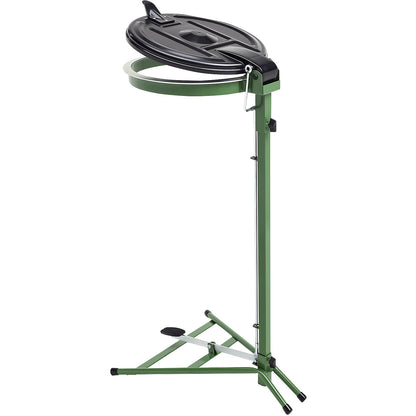 Waste sack stand, static frame, for capacity 120 l, with pedal, green, plastic lid.
