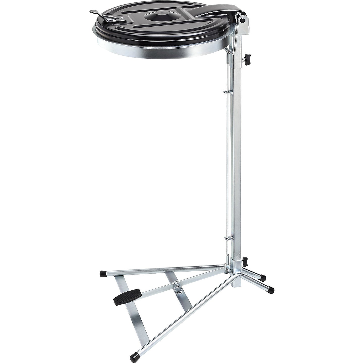Waste sack stand, static frame, for capacity 120 l, with pedal, zinc plated, plastic lid.
