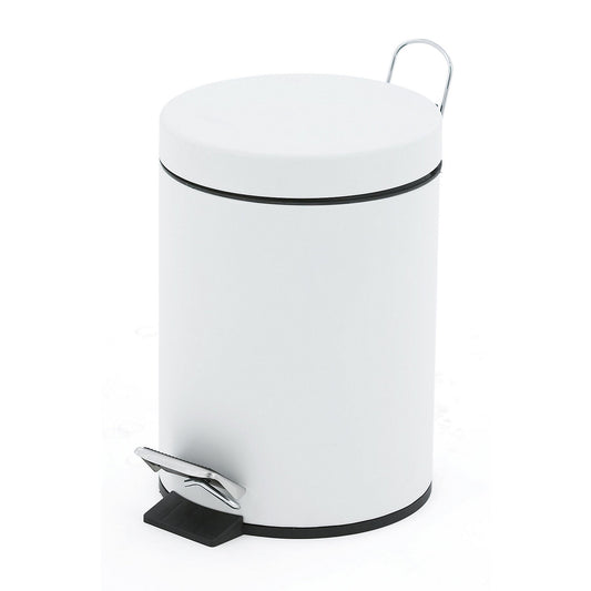 Waste collector with pedal and plastic inner container, capacity 3 l, HxØ 270 x 167 mm, white.