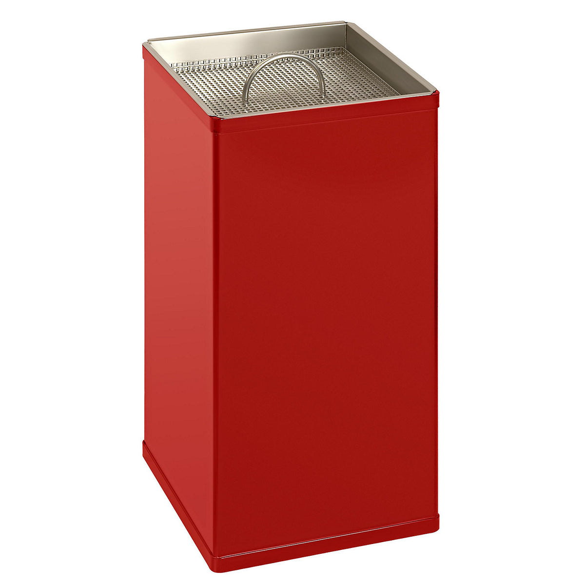 Sand filled ashtray, square, aluminium, red.