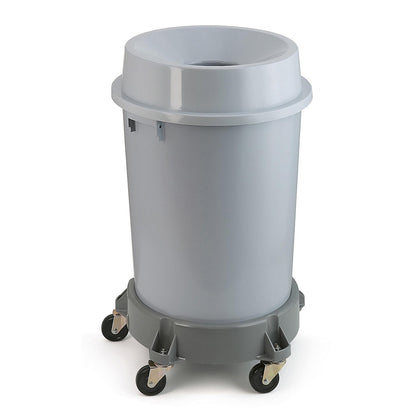 Plastic waste collector, grey, capacity 90 l, HxØ 760 x 520 mm.