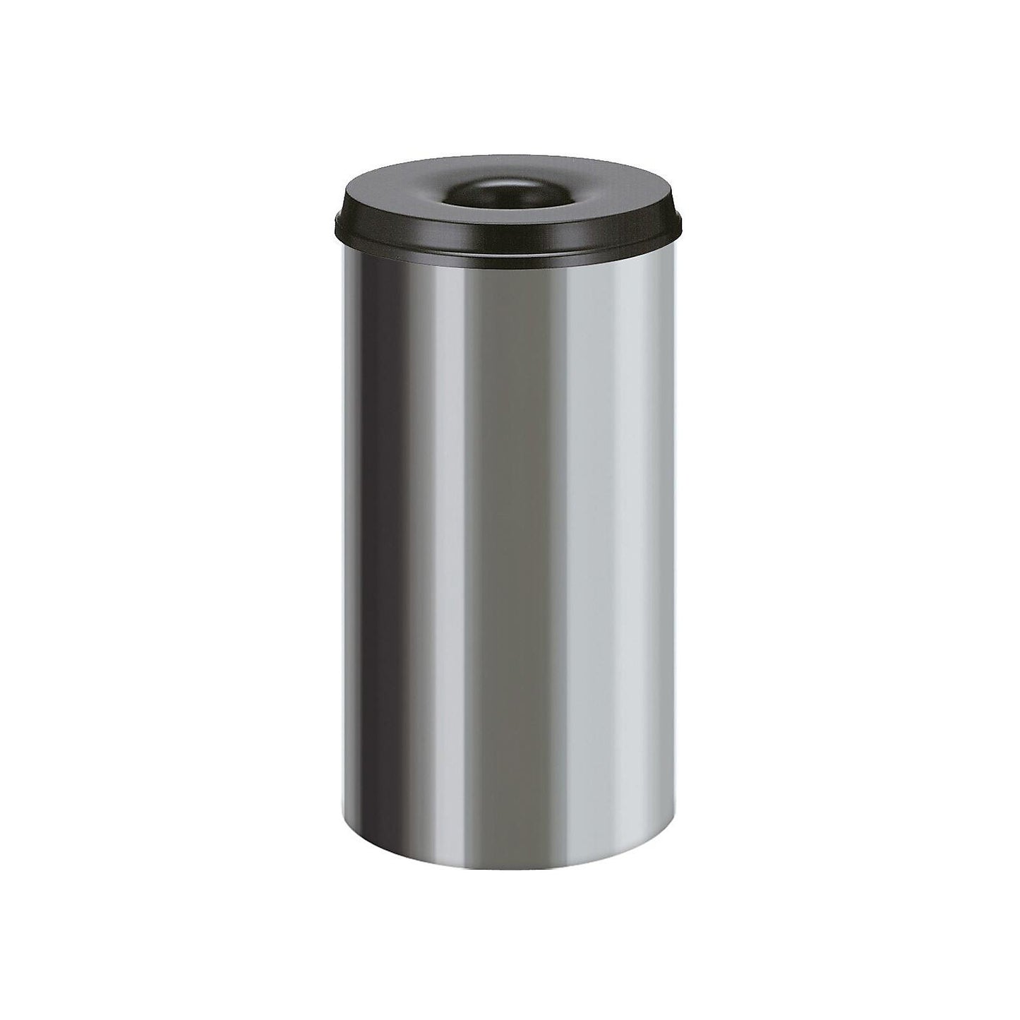 Safety waste paper bin, stainless steel, capacity 50 l, HxØ 625 x 335 mm, self-extinguishing.