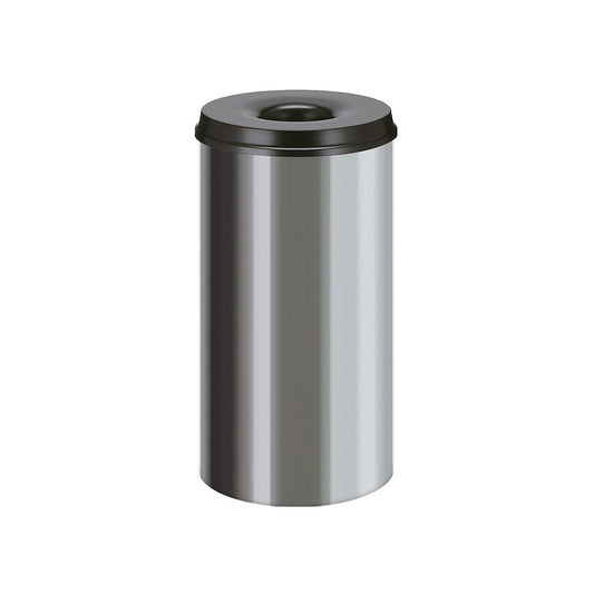 Safety waste paper bin, stainless steel, capacity 50 l, HxØ 625 x 335 mm, self-extinguishing.