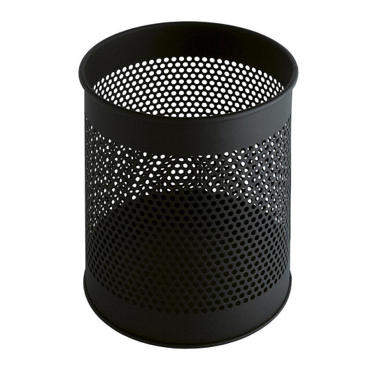 Perforated waste paper bin, round, capacity 15 l, HxØ 320 x 260 mm, black.