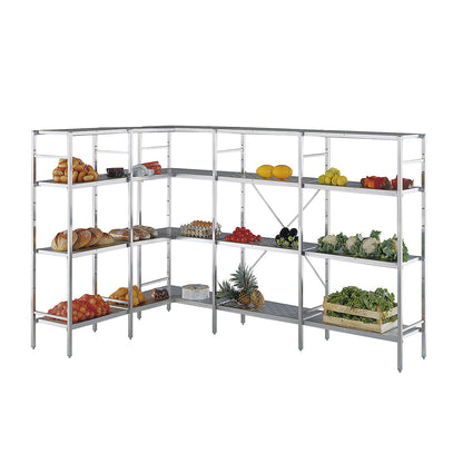 Stainless steel boltless shelf unit, 4 smooth shelves, shelf width x depth 740 x 440 mm, extension shelf unit.
