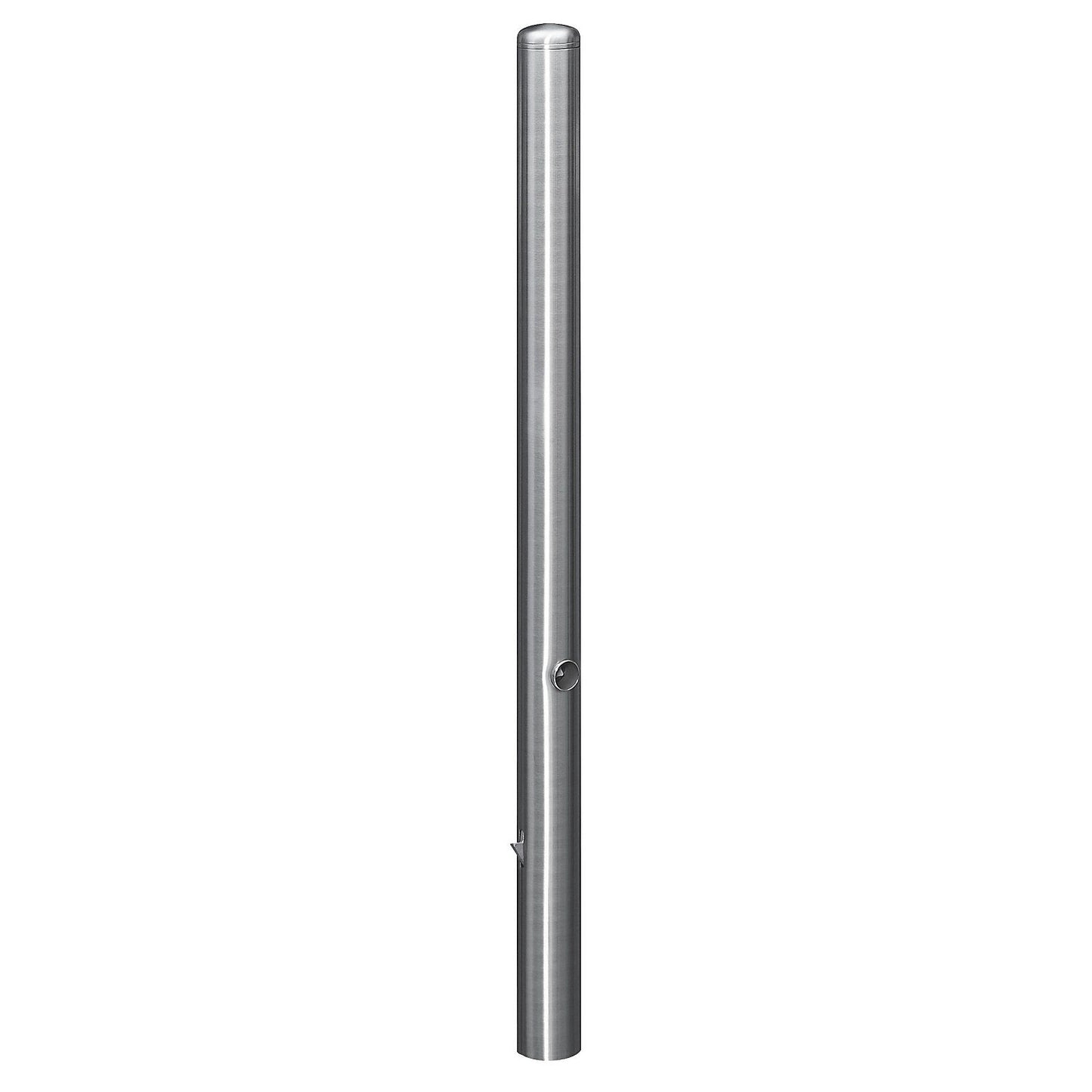 Stainless steel barrier post, with end cap, ground sleeve for concreting in, Ø 60 mm, triangular lock.