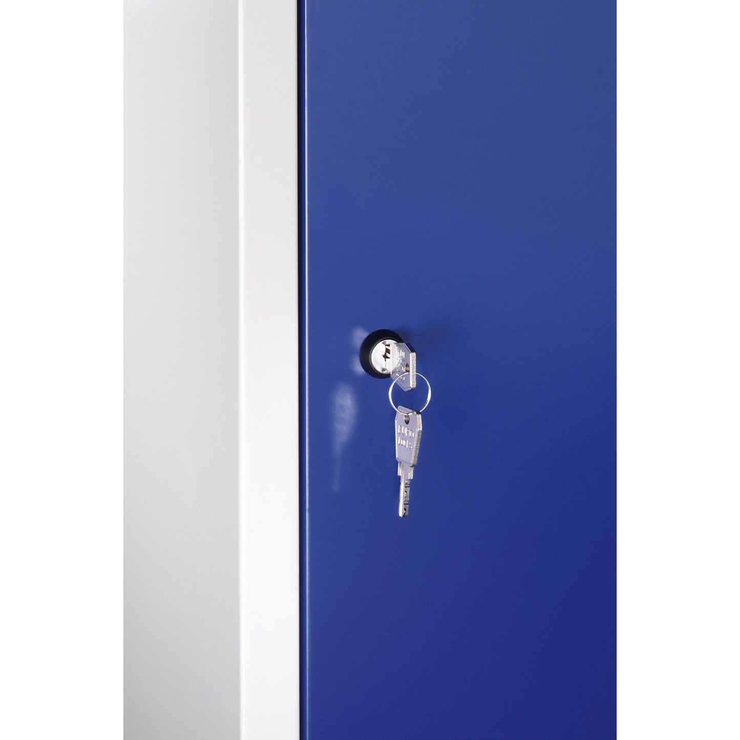 Rotary cylinder lock, with two keys, black.