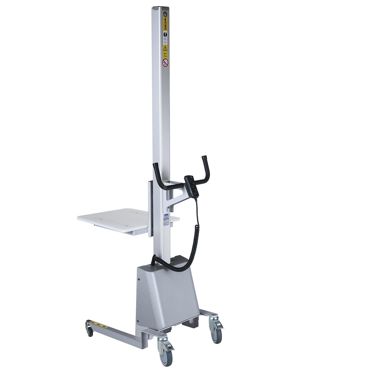 QCS 75 mini-lifter, aluminium/stainless steel construction, max. load 75 kg, protection type IP54.