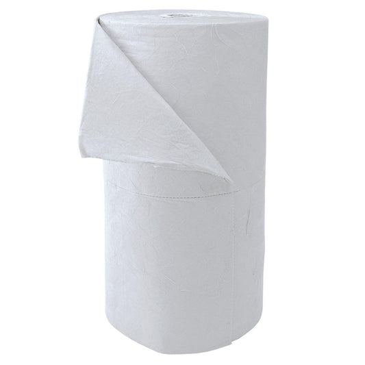 FIRST absorbent sheeting, roll of sheeting, medium version, for oil, 800 mm x 60 m, white.