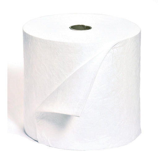 FIRST absorbent sheeting, roll of sheeting, heavy version, for oil, 400 mm x 40 m, white, pack of 2 rolls.