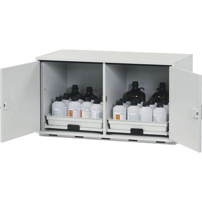 Hazardous goods base cupboard for acids and alkaline solutions, 2-door, HxWxD 600 x 1100 x 570 mm, 2 drawers.