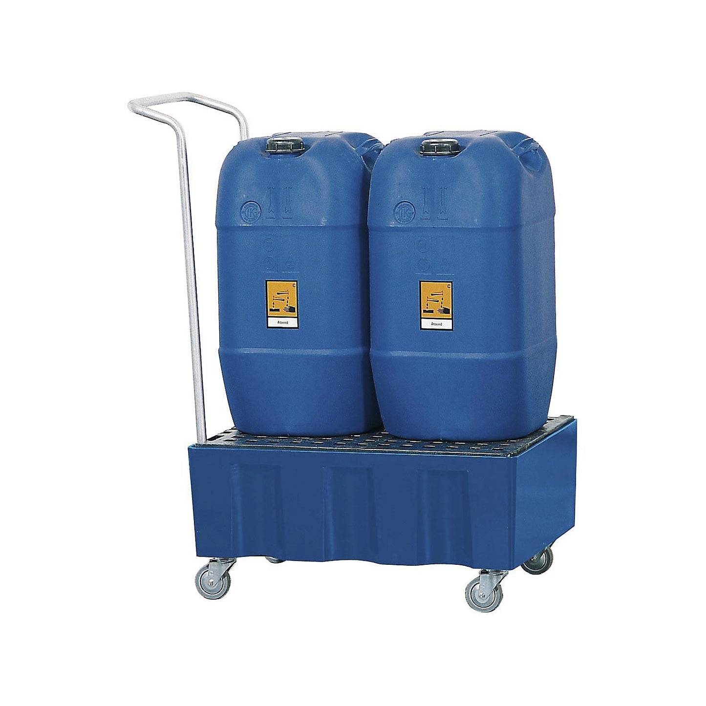 PE sump tray for 60 litre drums, sump capacity 60 l, mobile, with GRP grate.