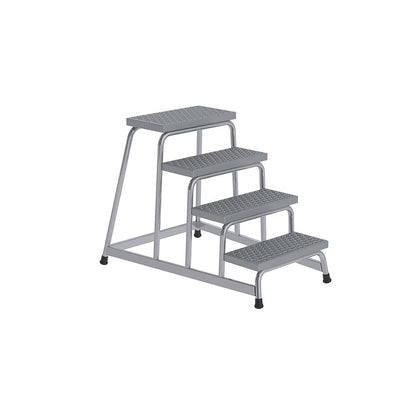 Machine steps, anti-slip R13, step 550 x 300 mm, 4 steps, WxD 790 x 1140 mm.