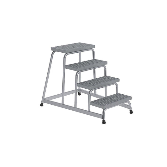 Machine steps, anti-slip R13, step 550 x 300 mm, 4 steps, WxD 790 x 1140 mm.