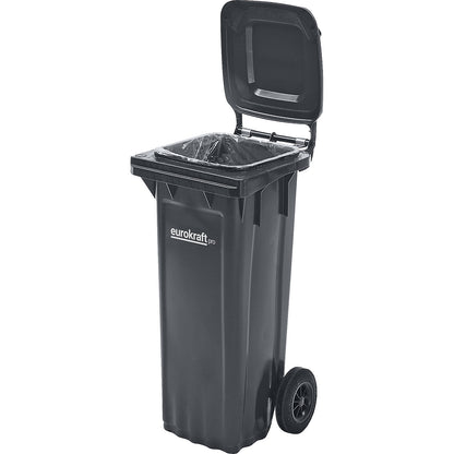 Plastic waste bin DIN EN 840, capacity 80 l, WxHxD 448 x 932 x 514 mm, charcoal.