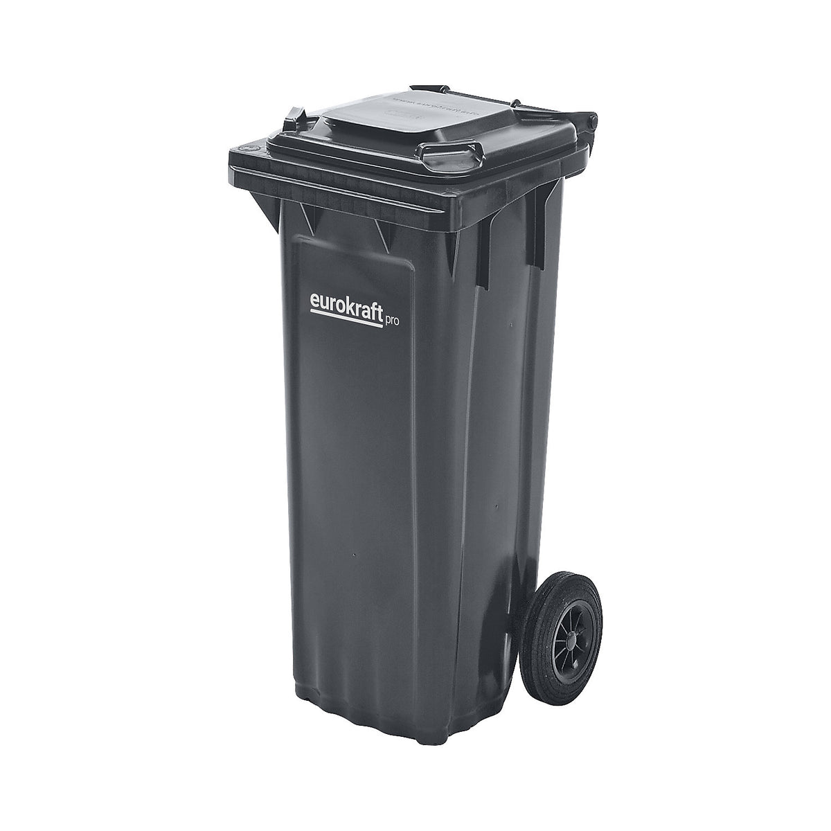 Plastic waste bin DIN EN 840, capacity 80 l, WxHxD 448 x 932 x 514 mm, charcoal.