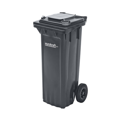 Plastic waste bin DIN EN 840, capacity 80 l, WxHxD 448 x 932 x 514 mm, charcoal.
