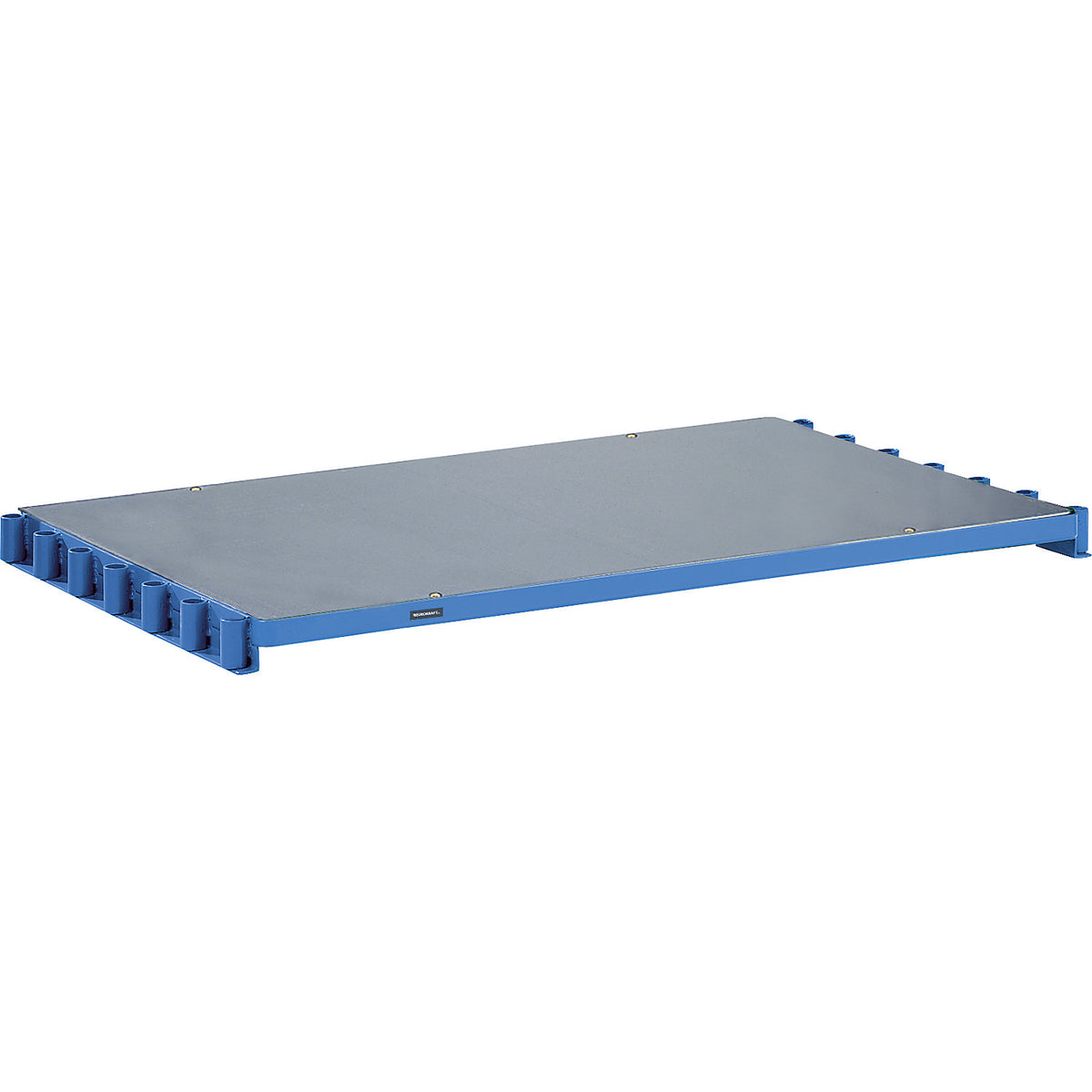 Plate stand without bars, with entry guide roller at front, for max. 7 supports, zinc plate.