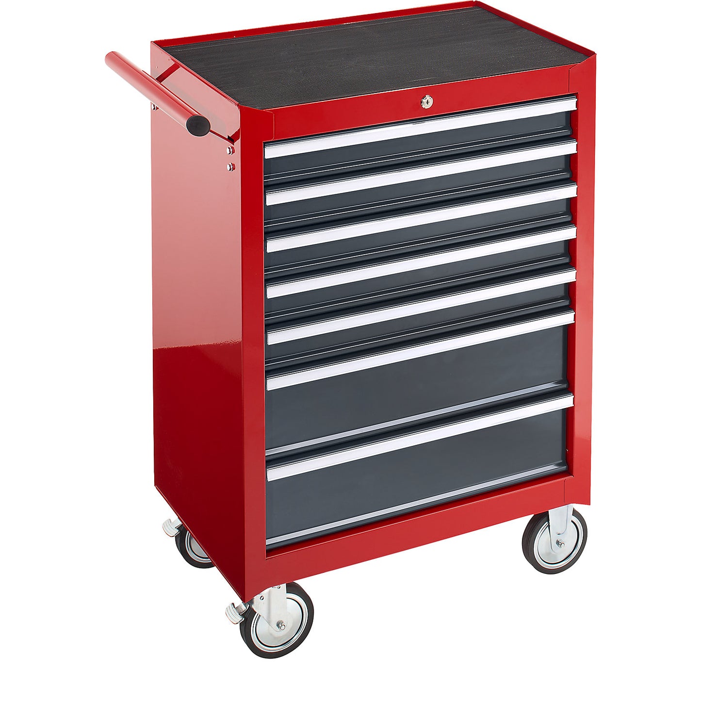 Workshop trolley, HxWxD 995 x 680 x 458 mm, 7 drawers, red.