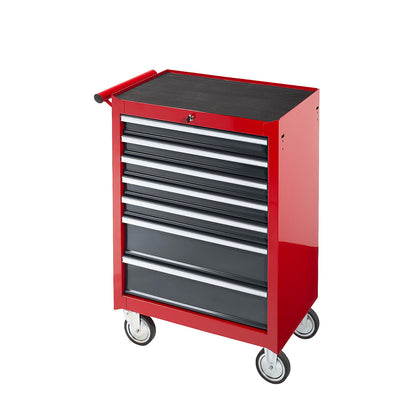 Workshop trolley, HxWxD 995 x 680 x 458 mm, 7 drawers, red.