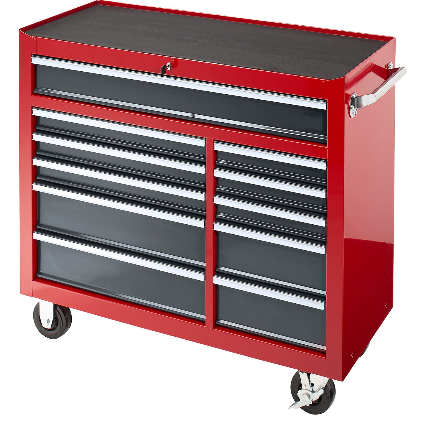 Workshop trolley, HxWxD 1007 x 1067 x 458 mm, 11 drawers, red.