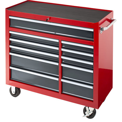 Workshop trolley, HxWxD 1007 x 1067 x 458 mm, 11 drawers, red.