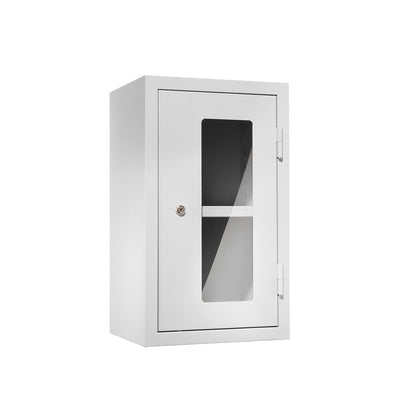 Wall mounted cupboard for the workshop, HxWxD 600 x 350 x 320 mm, vision panel doors, light grey RAL 7035.