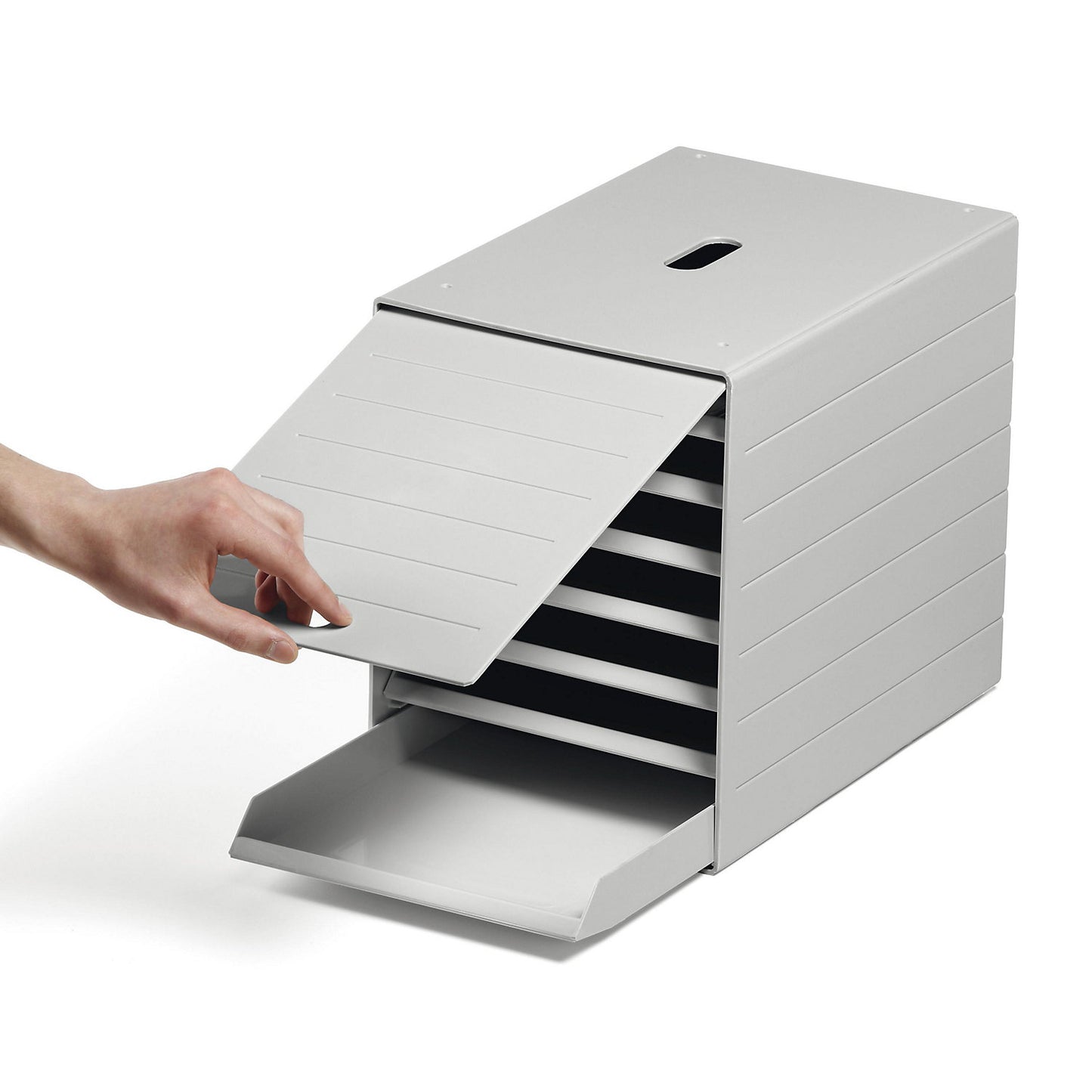 Drawer box, HxWxD 322 x 250 x 365 mm, grey.