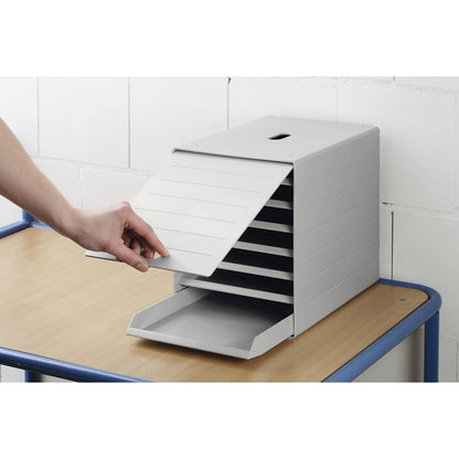Drawer box, HxWxD 322 x 250 x 365 mm, grey.