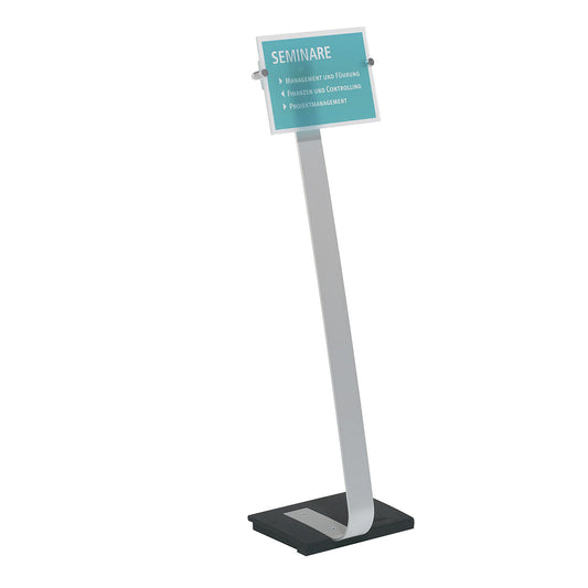 CRYSTAL SIGN floor stand, for A4 format, aluminium.
