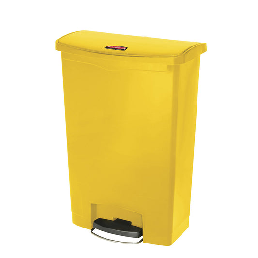 SLIM JIM® foot pedal bin, made of polyethylene, 90 l, yellow, mobile.