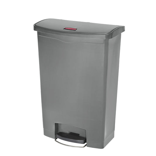 SLIM JIM® foot pedal bin, made of polyethylene, 90 l, grey, mobile.