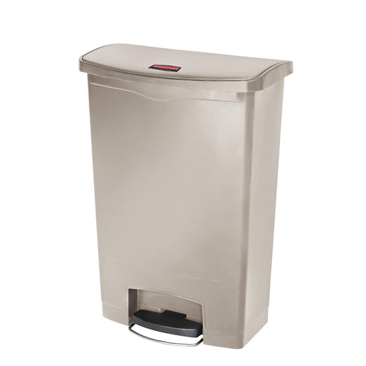 SLIM JIM® foot pedal bin, made of polyethylene, 90 l, beige, mobile.