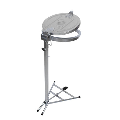 Waste sack stand, static frame, for capacity 120 l, with pedal, zinc plated, steel lid.