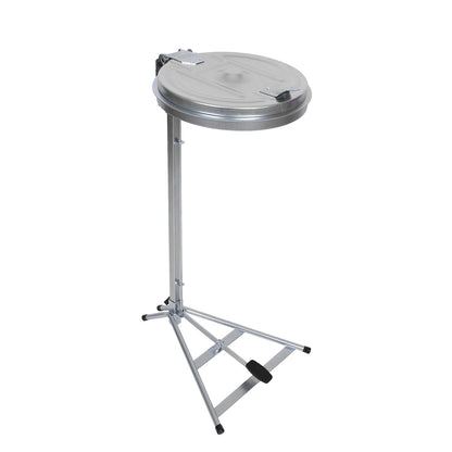 Waste sack stand, static frame, for capacity 120 l, with pedal, zinc plated, steel lid.