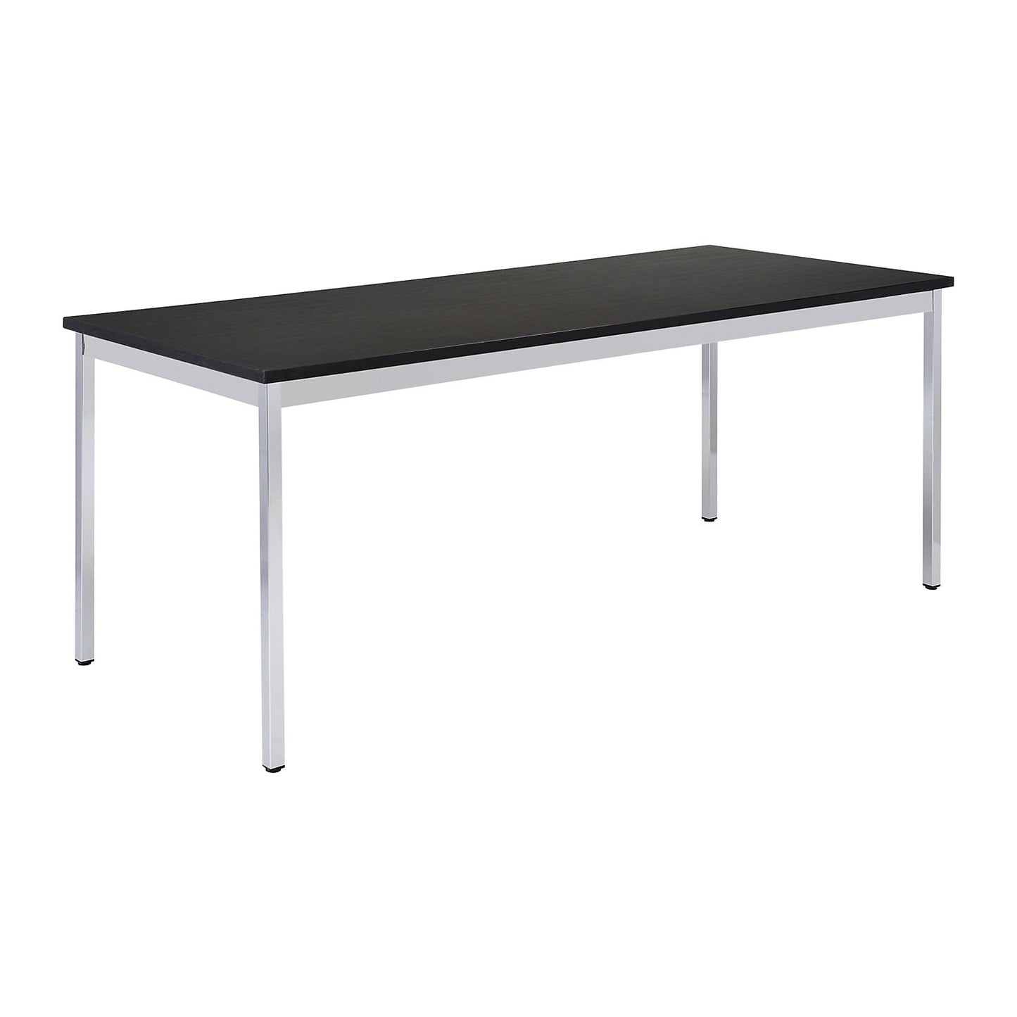 Multipurpose table, rectangular, WxH 1200 x 740 mm, depth 800 mm, black top, chrome plated frame.