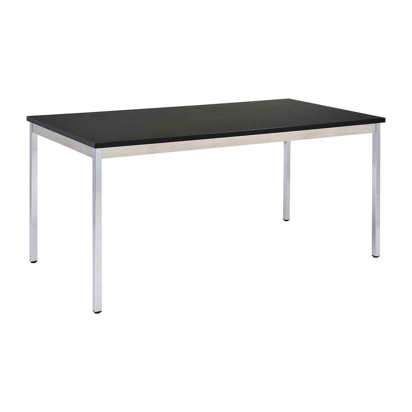 Multipurpose table, rectangular, WxH 1200 x 740 mm, depth 600 mm, black top, chrome plated frame.
