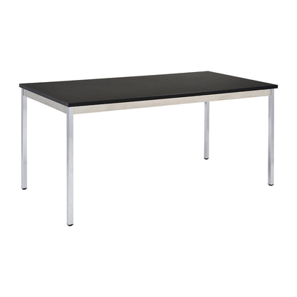 Multipurpose table, rectangular, WxH 1200 x 740 mm, depth 600 mm, black top, chrome plated frame.