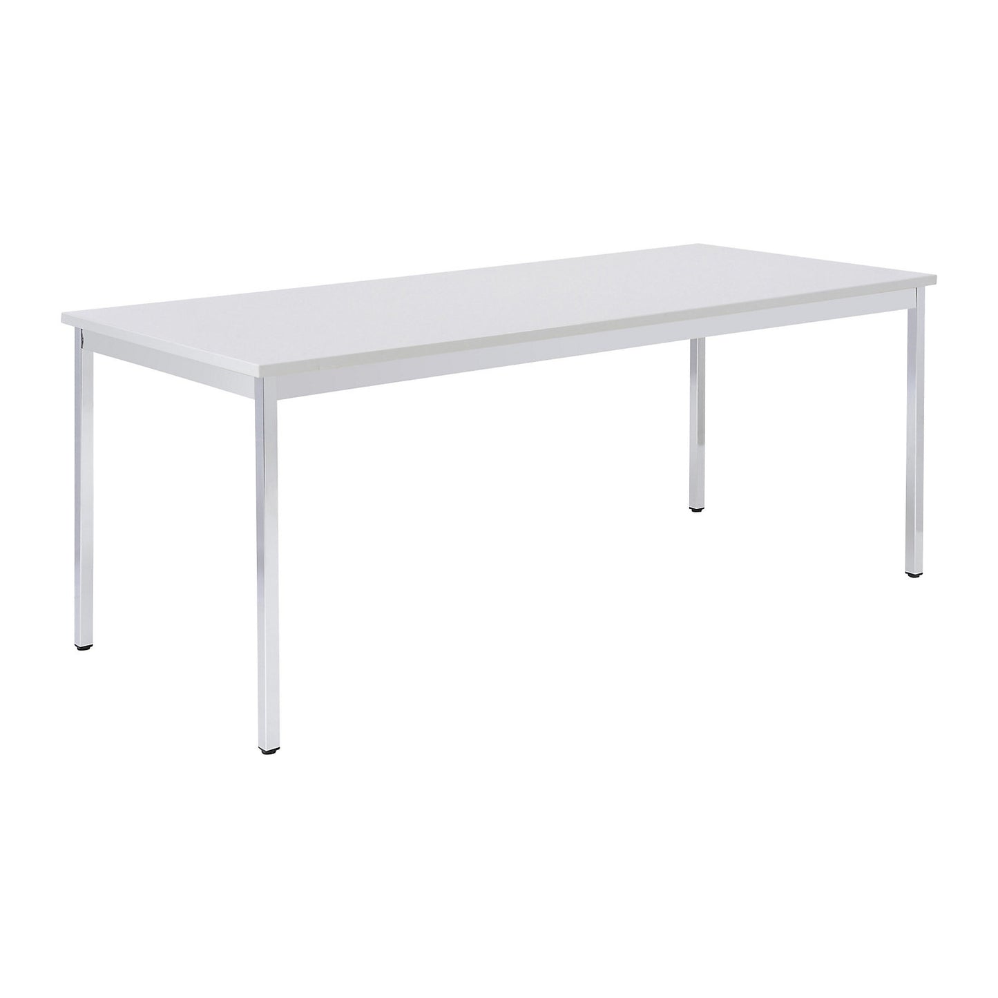 Multipurpose table, rectangular, WxH 1200 x 740 mm, depth 800 mm, light grey top, chrome plated frame.