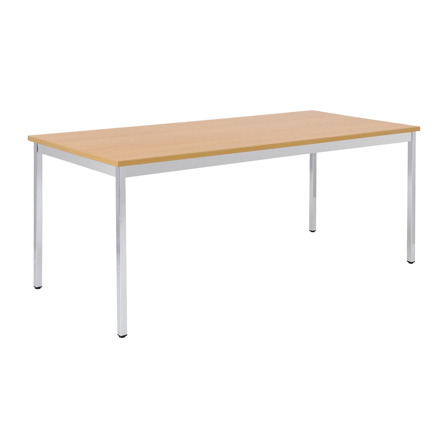 Multipurpose table, rectangular, WxH 1200 x 740 mm, depth 800 mm, beech finish top, chrome plated frame.