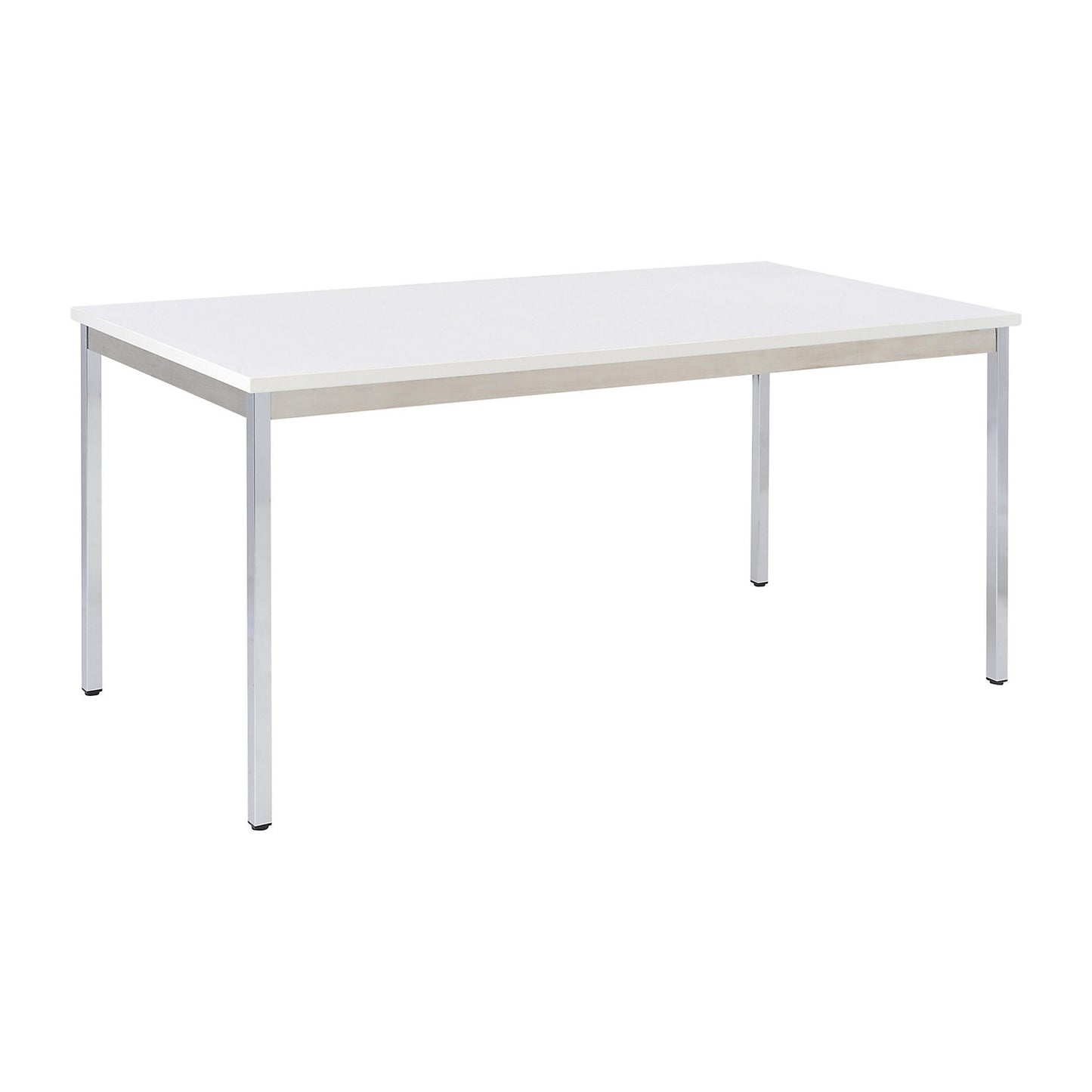Multipurpose table, rectangular, WxH 1400 x 740 mm, depth 800 mm, light grey top, chrome plated frame.