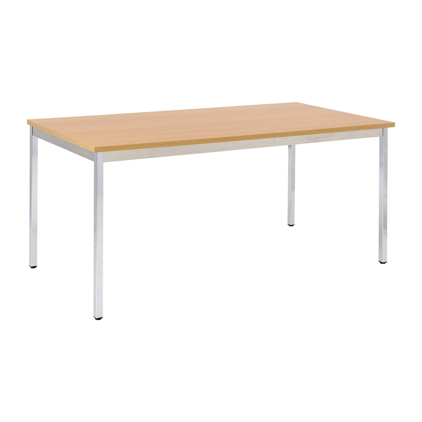 Multipurpose table, rectangular, WxH 1200 x 740 mm, depth 600 mm, beech finish top, chrome plated frame.