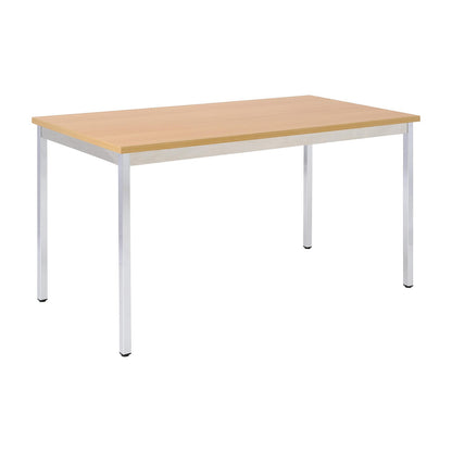 Multipurpose table, rectangular, HxWxD 740 x 1600 x 800 mm, beech finish top, chrome plated frame.