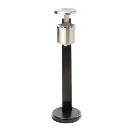 Safety pedestal ashtray with hood, capacity 6 l, silver.