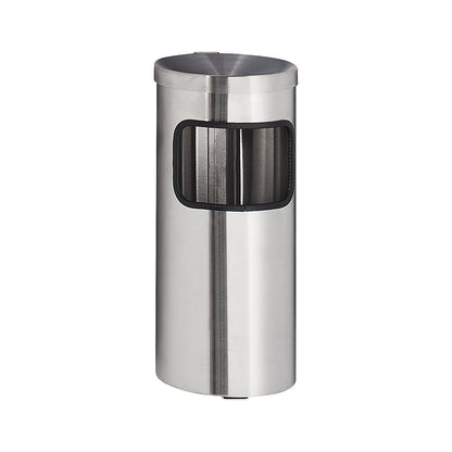 Wall-mounted litter bin with ashtray, stainless steel, HxØ 410 x 180 mm, self-extinguishing.