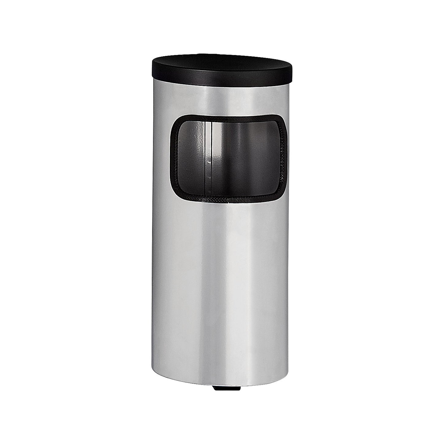 Wall-mounted litter bin with ashtray, HxØ 410 x 180 mm, sheet steel, silver.